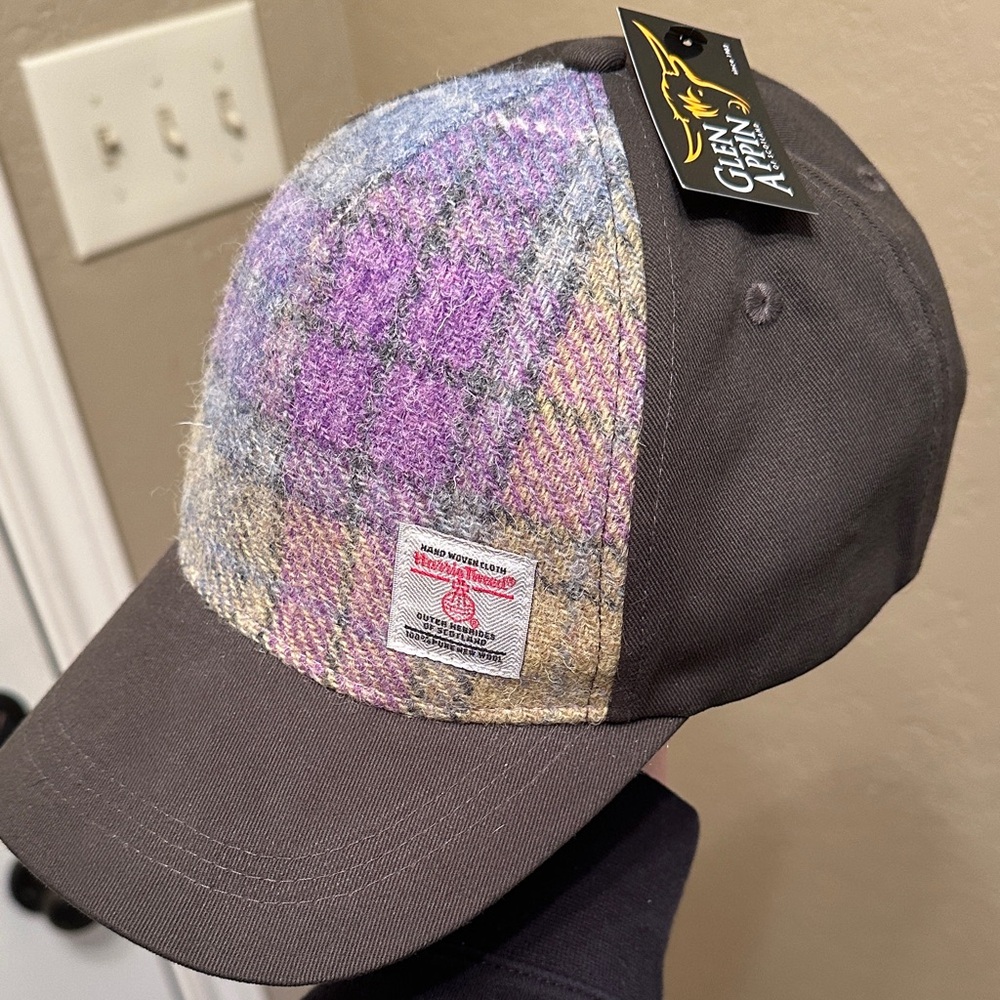 Harris Tweed Cap - Purple and Gray